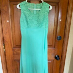 VIntage 1970's Handmade Maxi Dress with Jacket, Green , Size Small